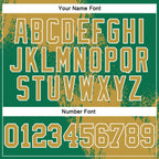 Custom Stitched Kelly Green Old Gold-White 3D Pattern Design Abstract Brush Stroke Sports Pullover Sweatshirt Hoodie