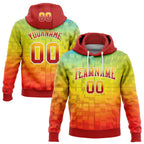 Custom Stitched Gold Red-White 3D Pattern Design Geometric Gradient Square Shapes Sports Pullover Sweatshirt Hoodie