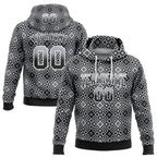Custom Stitched Gray Black-White 3D Pattern Design Geometric Gradient Square Shapes Sports Pullover Sweatshirt Hoodie
