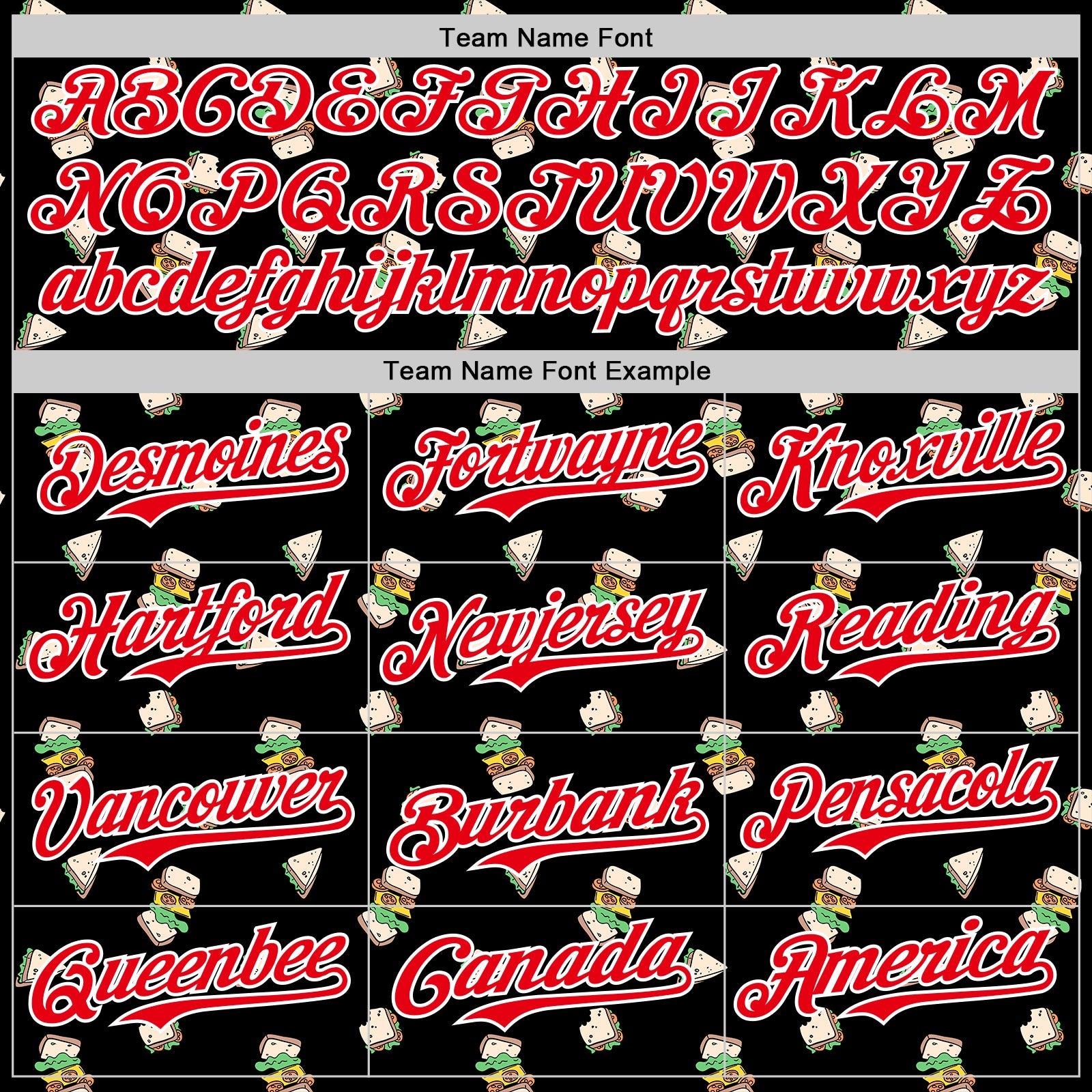 Custom Black Fire Red-White 3D Pattern Design Foodie Fast Food Sandwich Authentic Baseball Jersey