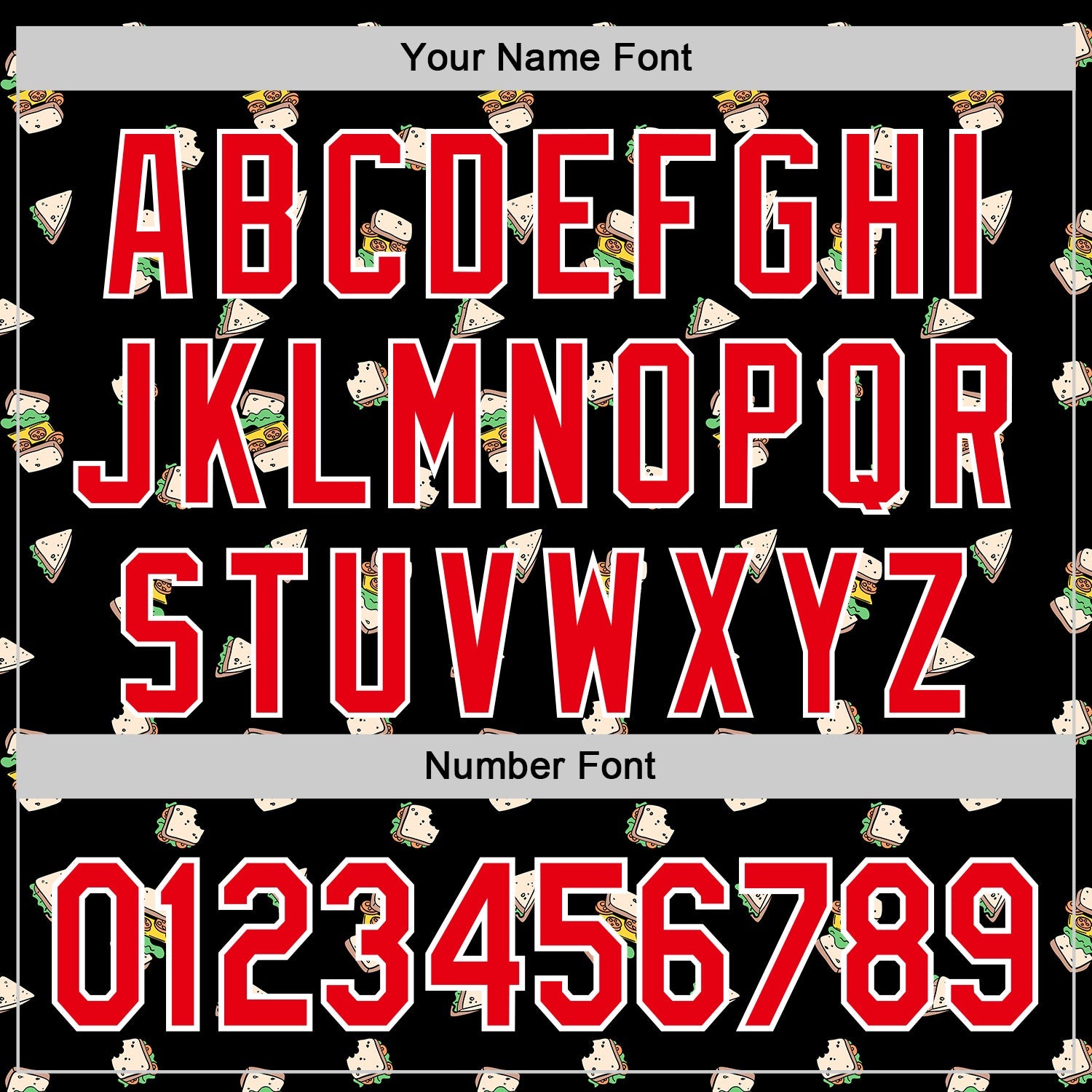 Custom Black Fire Red-White 3D Pattern Design Foodie Fast Food Sandwich Authentic Baseball Jersey