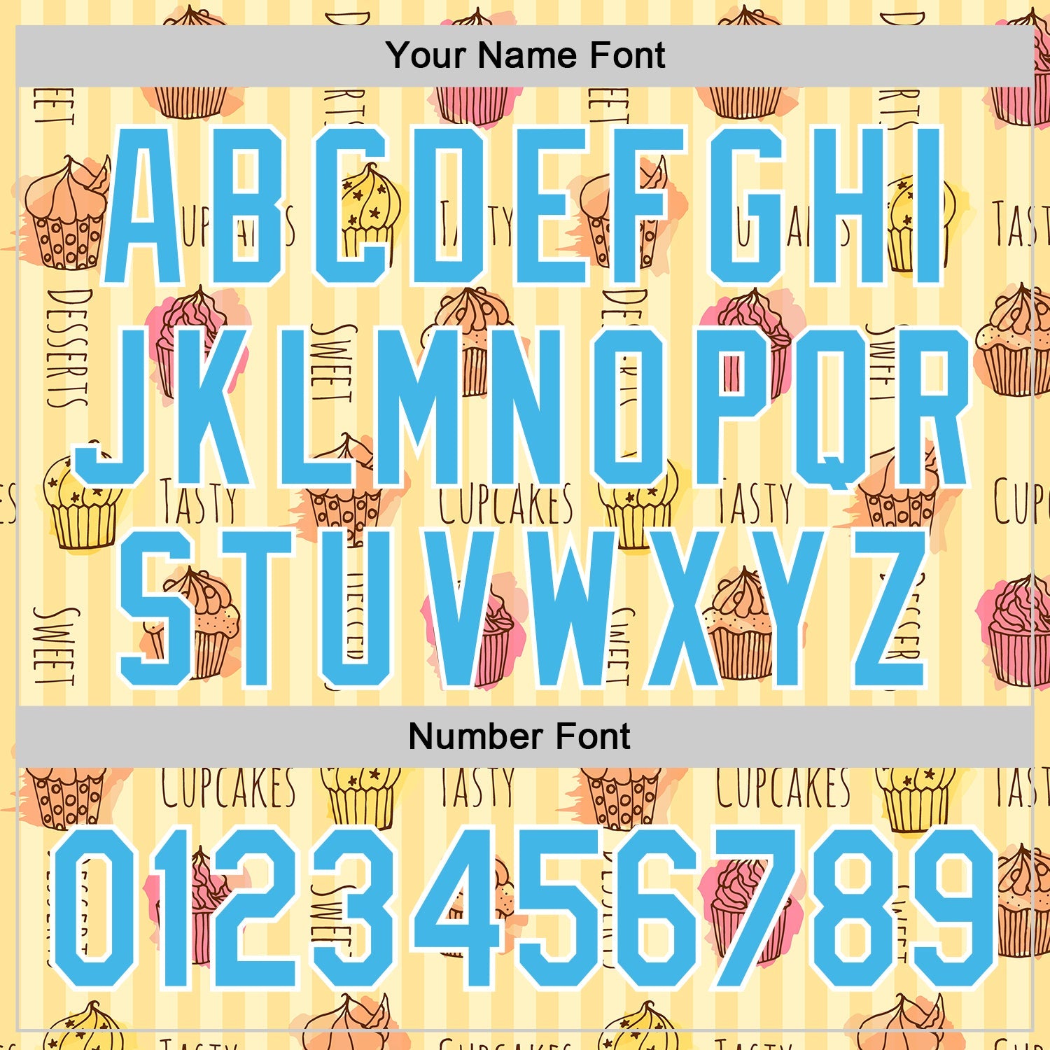 Custom Yellow Sky Blue-White 3D Pattern Design Foodie Food Dessert Cupcake Authentic Baseball Jersey