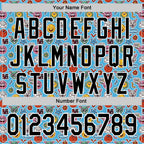 Custom Sky Blue Black-White 3D Pattern Design Funny Cartoon Emoji Authentic Baseball Jersey