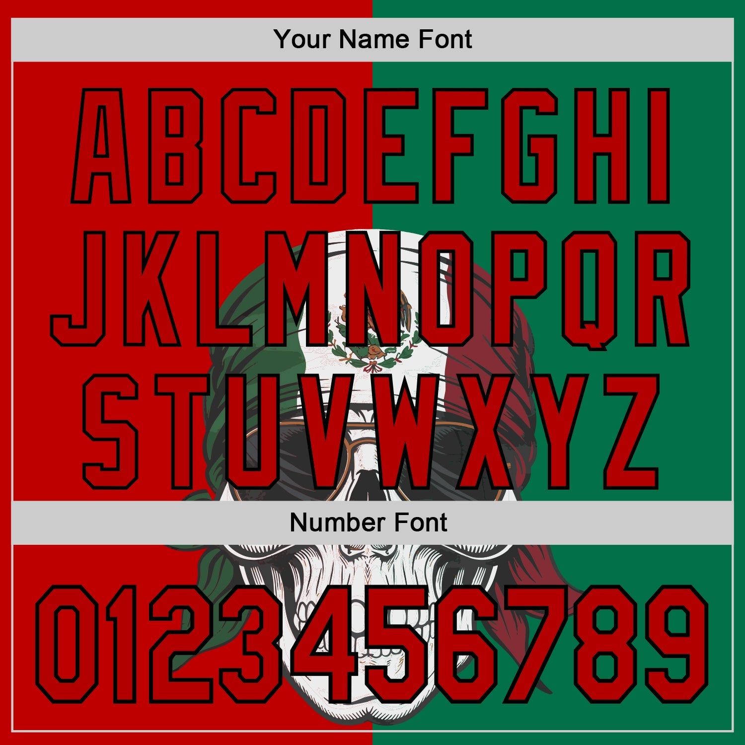 Custom Green Red-Black 3D Mexican Flag Skull Authentic Baseball Jersey