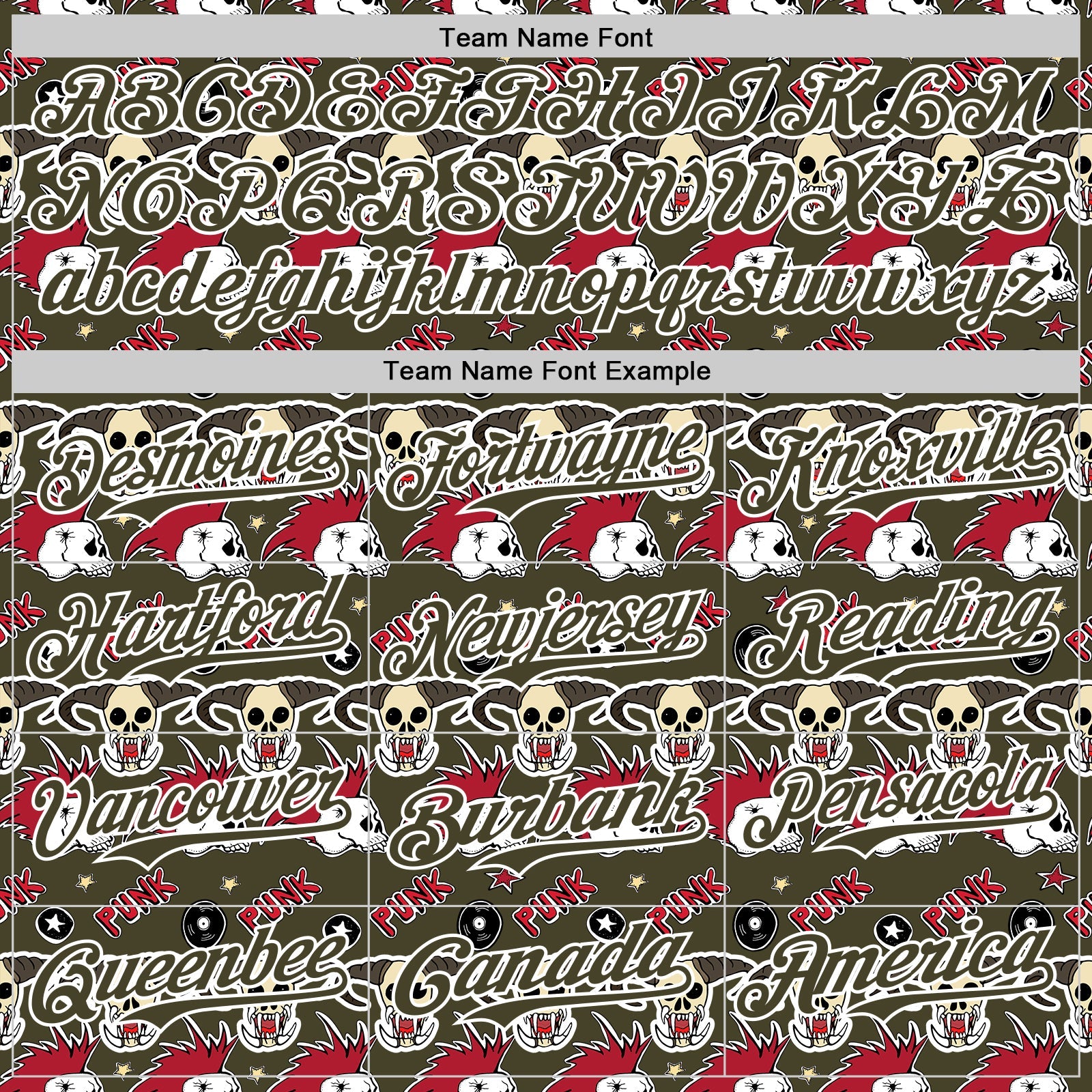 Custom Olive White 3D Punk Rock Skull Authentic Baseball Jersey