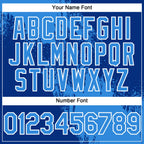 Custom Electric Blue Royal-White 3D Pattern Design Abstract Brush Stroke Authentic Baseball Jersey