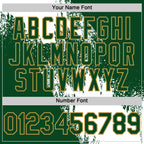 Custom White Green-Old Gold 3D Pattern Design Abstract Brush Stroke Authentic Baseball Jersey