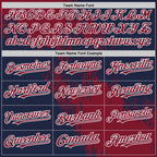 Custom Crimson Navy-White 3D Pattern Design Abstract Brush Stroke Authentic Baseball Jersey