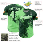 Custom Pea Green Green-White 3D Pattern Design Abstract Brush Stroke Authentic Baseball Jersey