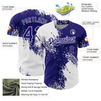 Custom White Dark Purple 3D Pattern Design Abstract Brush Stroke Authentic Baseball Jersey