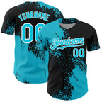 Custom Lakes Blue Black-White 3D Pattern Design Abstract Brush Stroke Authentic Baseball Jersey