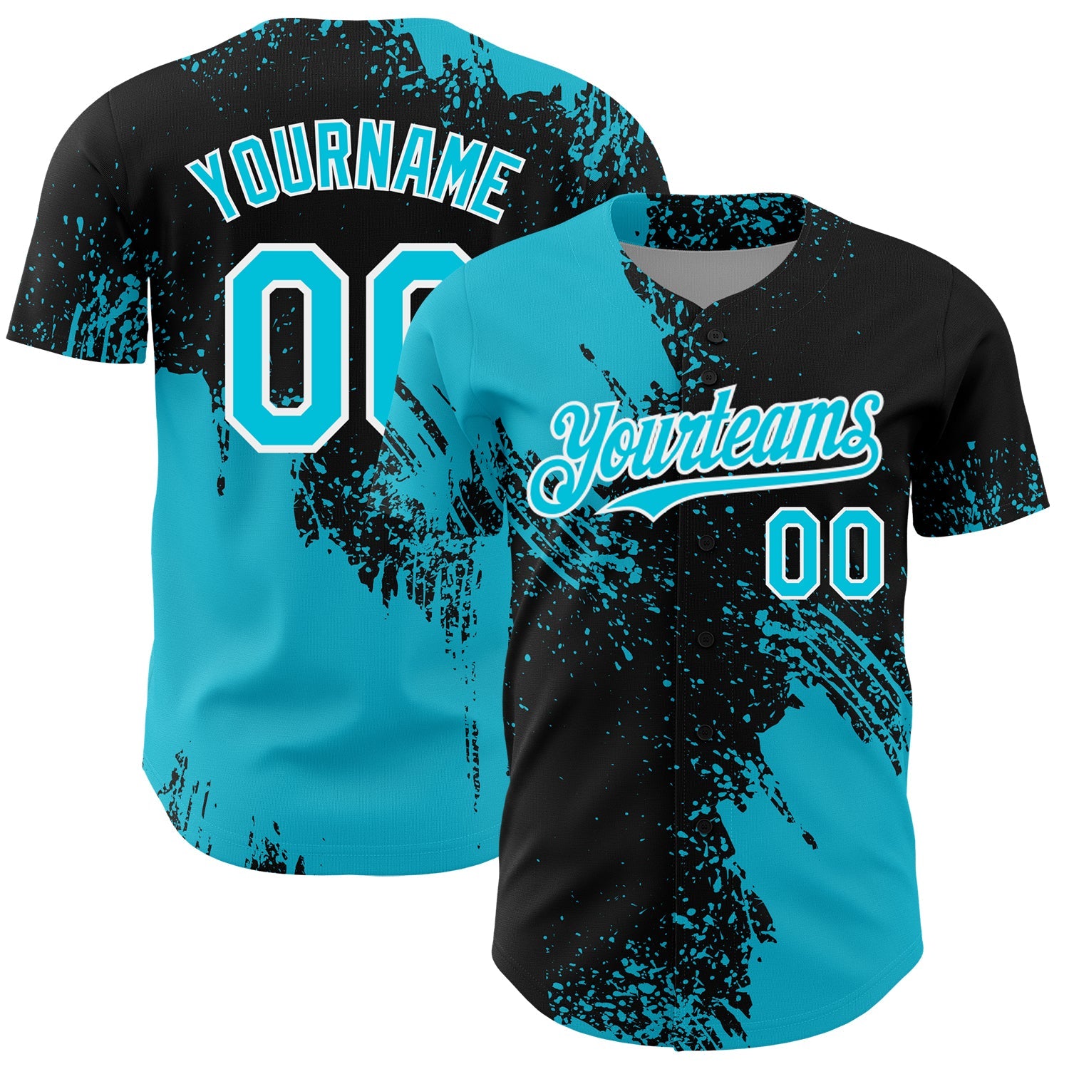 Custom Lakes Blue Black-White 3D Pattern Design Abstract Brush Stroke Authentic Baseball Jersey