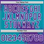 Custom Purple Teal-White 3D Pattern Design Abstract Brush Stroke Authentic Baseball Jersey