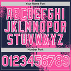 Custom Pink Navy-White 3D Pattern Design Abstract Brush Stroke Authentic Baseball Jersey
