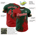 Custom Red Green-White 3D Pattern Design Abstract Brush Stroke Authentic Baseball Jersey