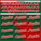 Custom Red Green-White 3D Pattern Design Abstract Brush Stroke Authentic Baseball Jersey