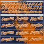 Custom Texas Orange Navy-White 3D Pattern Design Abstract Brush Stroke Authentic Baseball Jersey