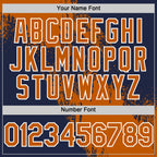 Custom Texas Orange Navy-White 3D Pattern Design Abstract Brush Stroke Authentic Baseball Jersey