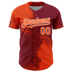 Custom Orange Crimson-White 3D Pattern Design Abstract Brush Stroke Authentic Baseball Jersey