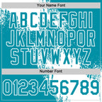 Custom White Teal 3D Pattern Design Abstract Brush Stroke Authentic Baseball Jersey
