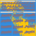 Custom Yellow Electric Blue-Orange 3D Pattern Design Abstract Brush Stroke Authentic Baseball Jersey