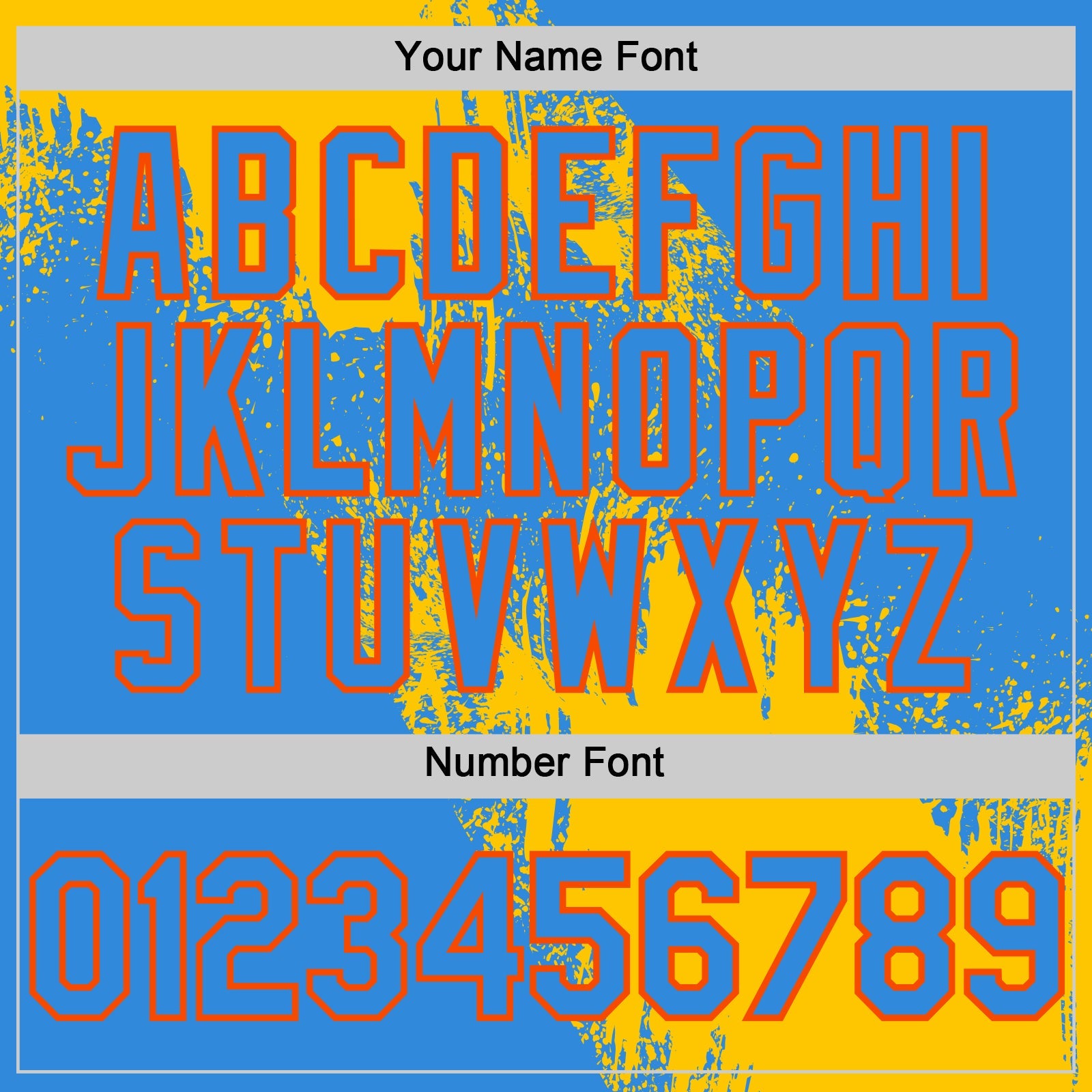 Custom Yellow Electric Blue-Orange 3D Pattern Design Abstract Brush Stroke Authentic Baseball Jersey