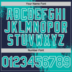 Custom Aqua Navy-White 3D Pattern Design Abstract Brush Stroke Authentic Baseball Jersey