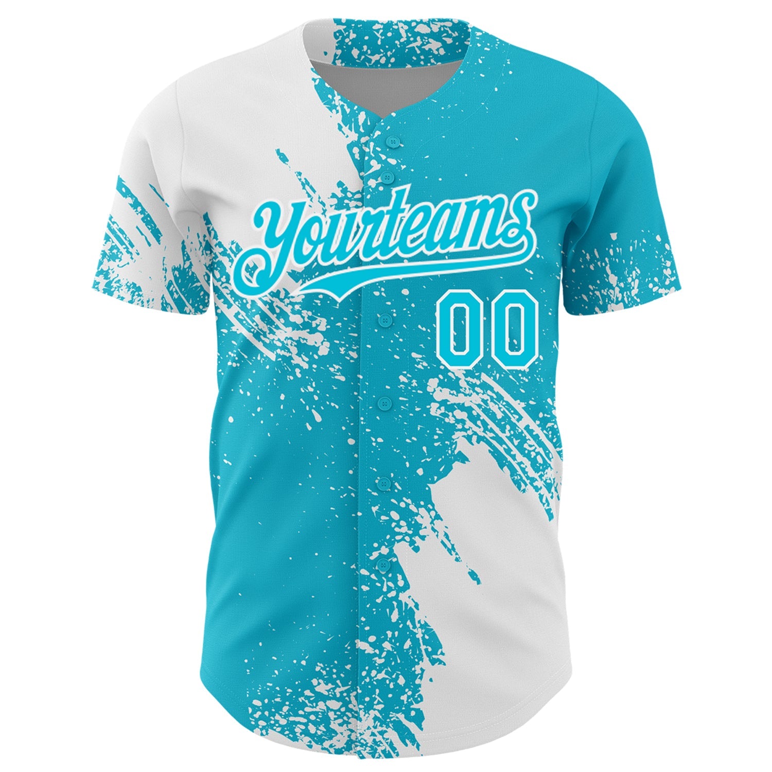 Custom White Lakes Blue 3D Pattern Design Abstract Brush Stroke Authentic Baseball Jersey