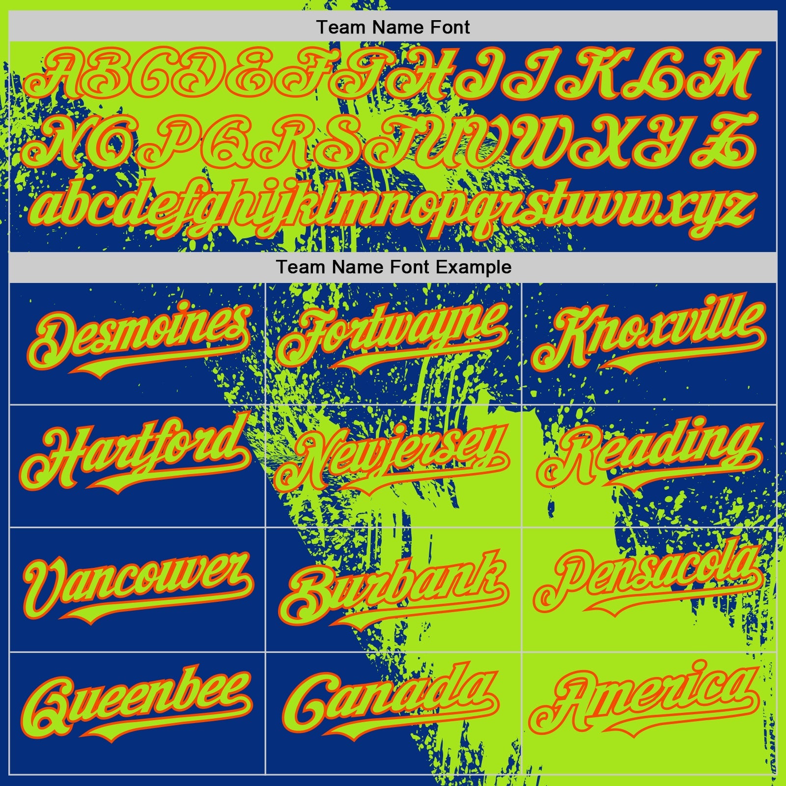 Custom Neon Green Royal-Orange 3D Pattern Design Abstract Brush Stroke Authentic Baseball Jersey