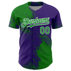 Custom Grass Green Purple-White 3D Pattern Design Abstract Brush Stroke Authentic Baseball Jersey