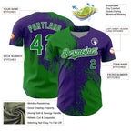 Custom Grass Green Purple-White 3D Pattern Design Abstract Brush Stroke Authentic Baseball Jersey