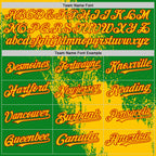 Custom Yellow Grass Green-Red 3D Pattern Design Abstract Brush Stroke Authentic Baseball Jersey