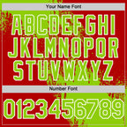 Custom Neon Green Red-White 3D Pattern Design Abstract Brush Stroke Authentic Baseball Jersey