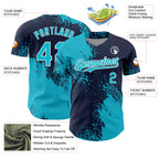 Custom Lakes Blue Navy-White 3D Pattern Design Abstract Brush Stroke Authentic Baseball Jersey