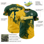 Custom Yellow Green-White 3D Pattern Design Abstract Brush Stroke Authentic Baseball Jersey