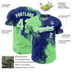 Custom Pea Green Royal-White 3D Pattern Design Abstract Brush Stroke Authentic Baseball Jersey