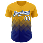 Custom Gold White-Royal 3D Gradient Square Shape Authentic Baseball Jersey