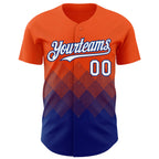 Custom Orange White-Royal 3D Gradient Square Shape Authentic Baseball Jersey