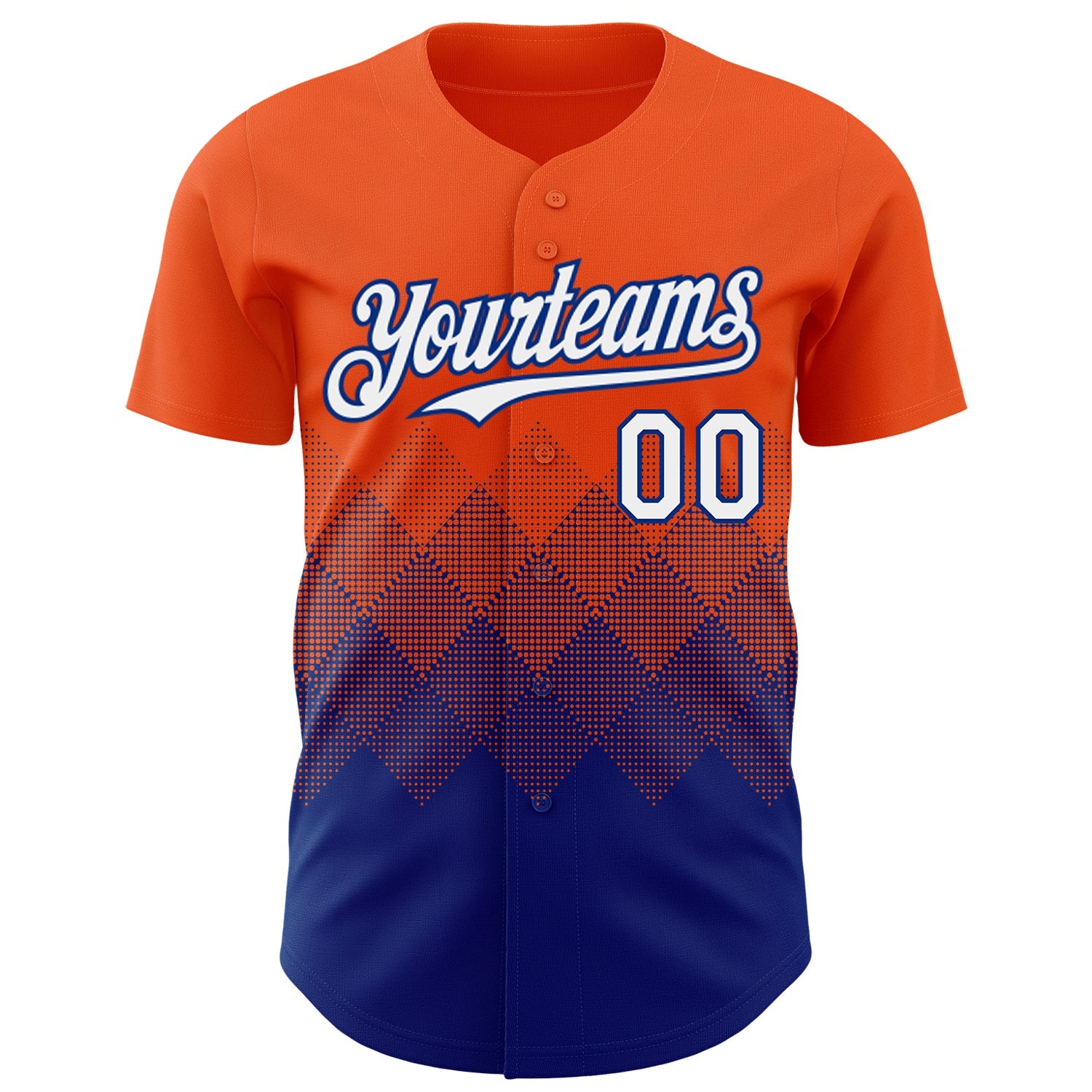 Custom Orange White-Royal 3D Gradient Square Shape Authentic Baseball Jersey