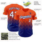 Custom Orange White-Royal 3D Gradient Square Shape Authentic Baseball Jersey