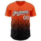 Custom Orange White-Black 3D Gradient Square Shape Authentic Baseball Jersey