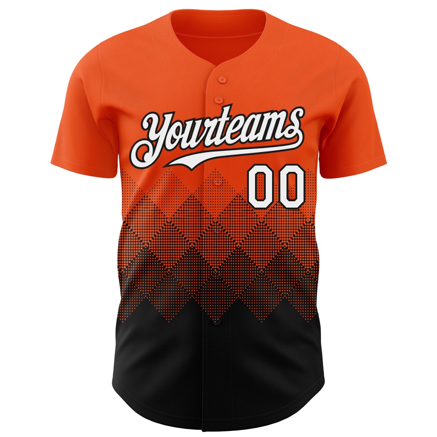 Custom Orange White-Black 3D Gradient Square Shape Authentic Baseball Jersey
