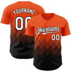 Custom Orange White-Black 3D Gradient Square Shape Authentic Baseball Jersey