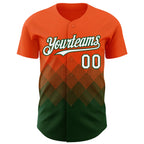 Custom Orange White-Green 3D Gradient Square Shape Authentic Baseball Jersey