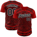 Custom Red Black-White 3D Mexico Authentic Baseball Jersey