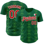 Custom Kelly Green Red-White 3D Mexico Mexican Flag Authentic Baseball Jersey