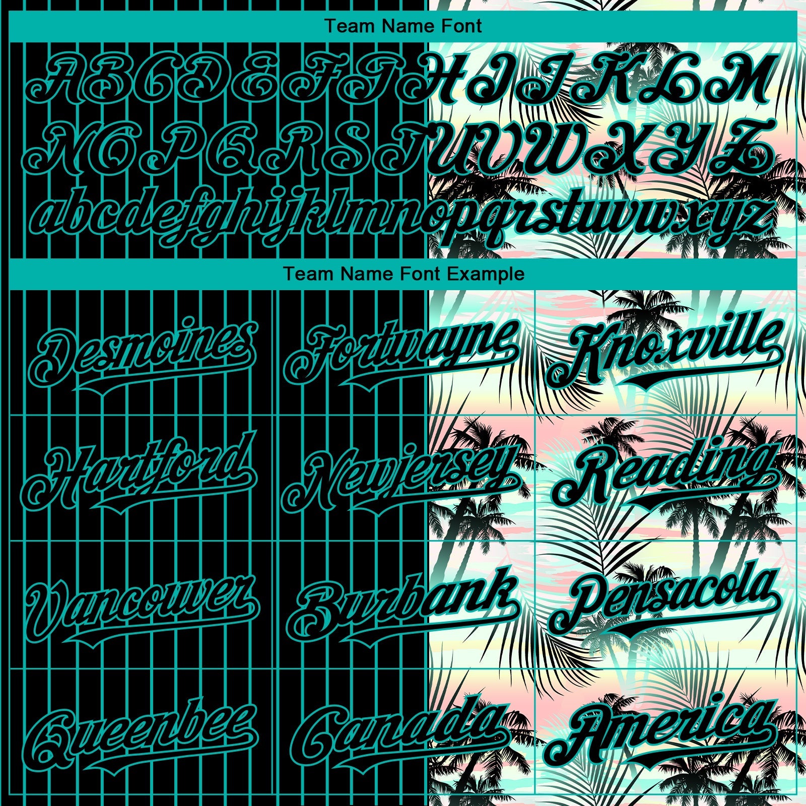 Custom Black Aqua 3D Pattern Design Pinstripe Tropical Palm Leaves Authentic Baseball Jersey