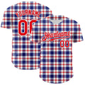 Custom White Fire Red-Royal 3D Pattern Design Patriotic American Symbol Plaid Authentic Baseball Jersey