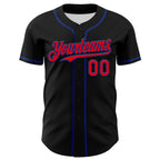 Custom Black Fire Red-Royal 3D Patriotic American Flag And Muscle Car Authentic Baseball Jersey