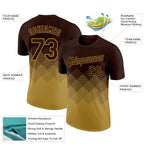 Custom Brown Old Gold 3D Pattern Design Gradient Square Shapes Performance T-Shirt